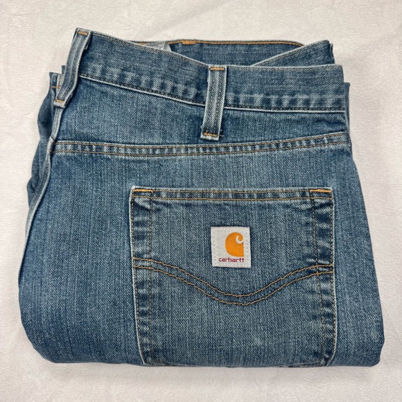 CARHARTT Men's 38x30 Relaxed Fit Medium Wash Denim Work Utility Jeans Mexico - Picture 1 of 7